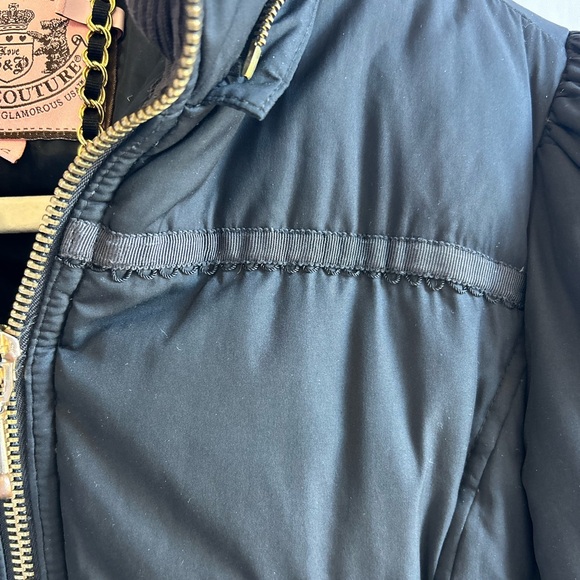 Juicy Couture Black Quilted Puffer Jacket with fur hood - Picture 2 of 6